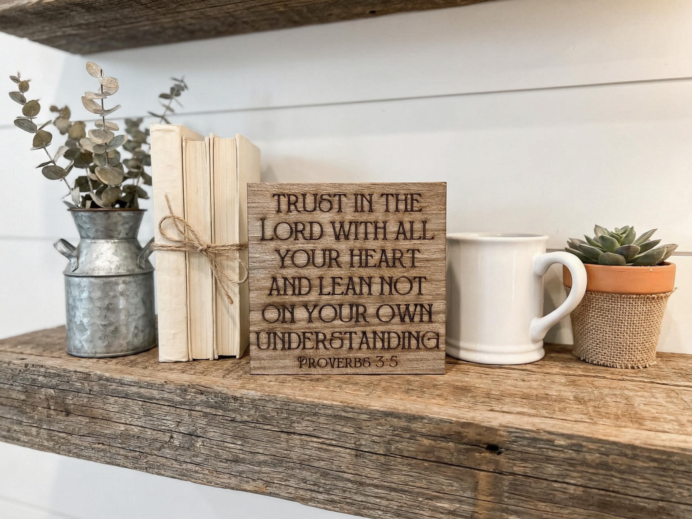 Proverbs 3:5 Freestanding Reclaimed Wood Bible Verse Sign