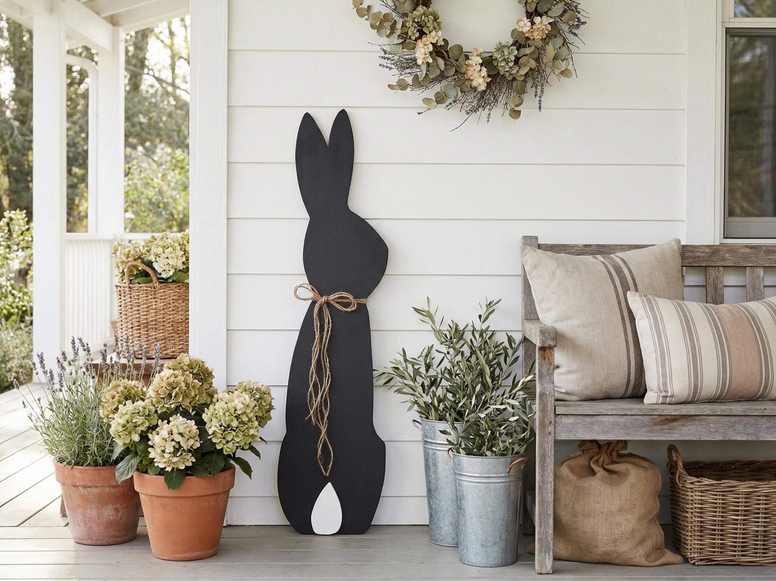 Black Bunny with a Jute Twine Bow