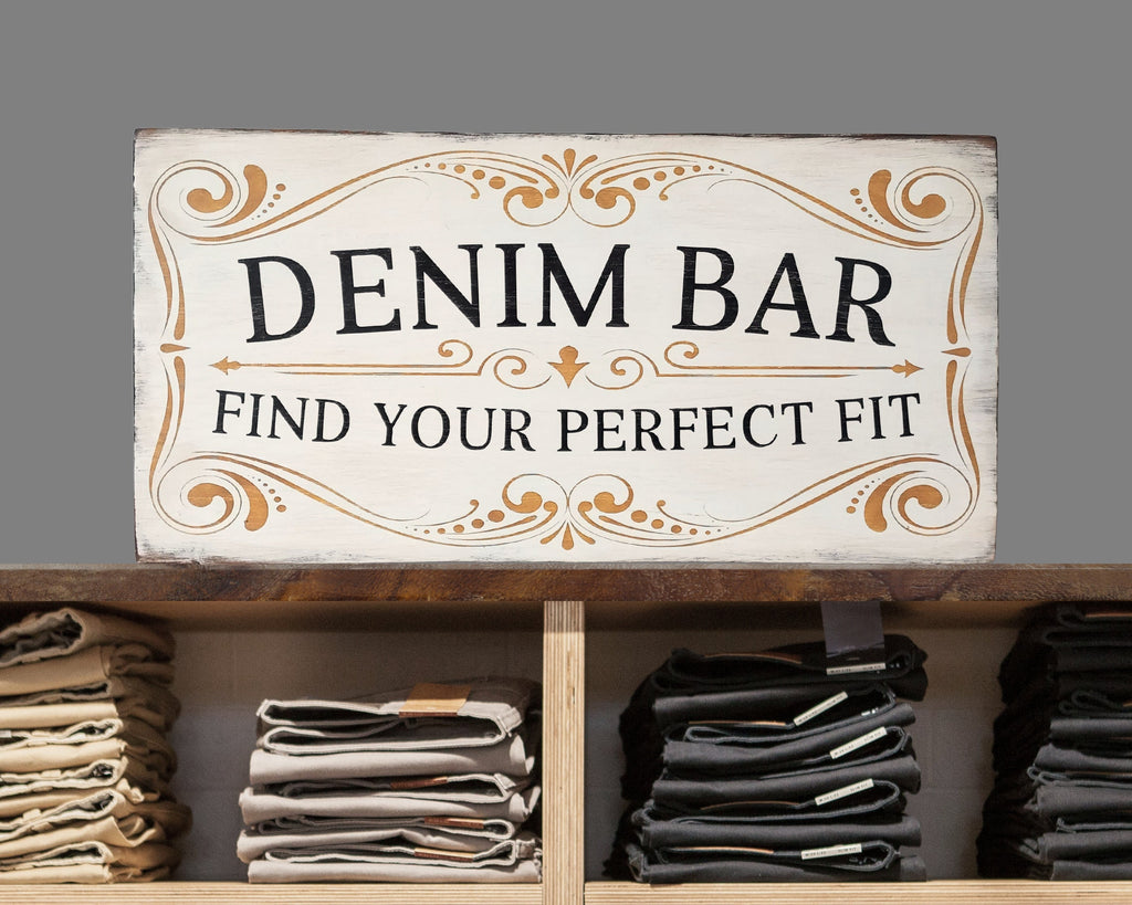 Antique Style Denim Bar Display Sign
