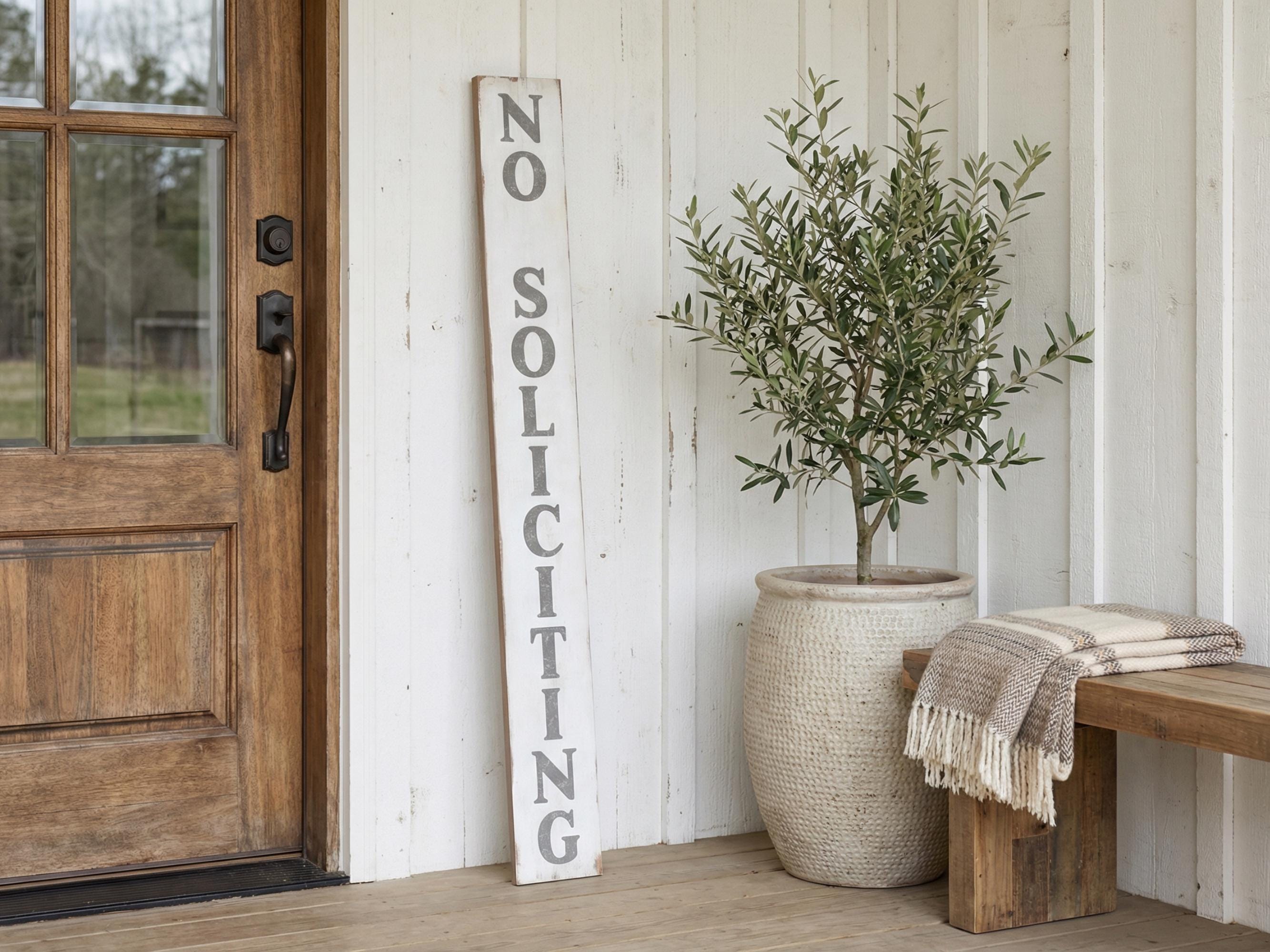 Antique Style No Soliciting Skinny Sign
