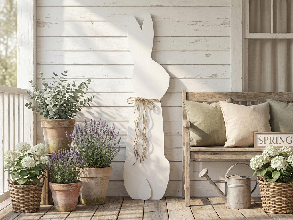 White Bunny with a Jute Twine Bow