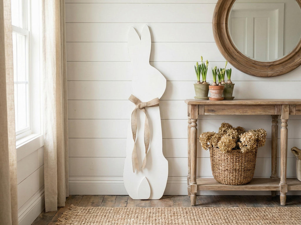 White Bunny with a Burlap Bow