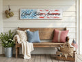 God Bless America Antique Style Wooden American Flag