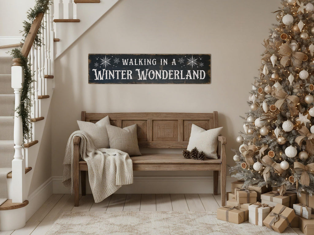 Walking in a Winter Wonderland Rustic Antique Style Wood Sign
