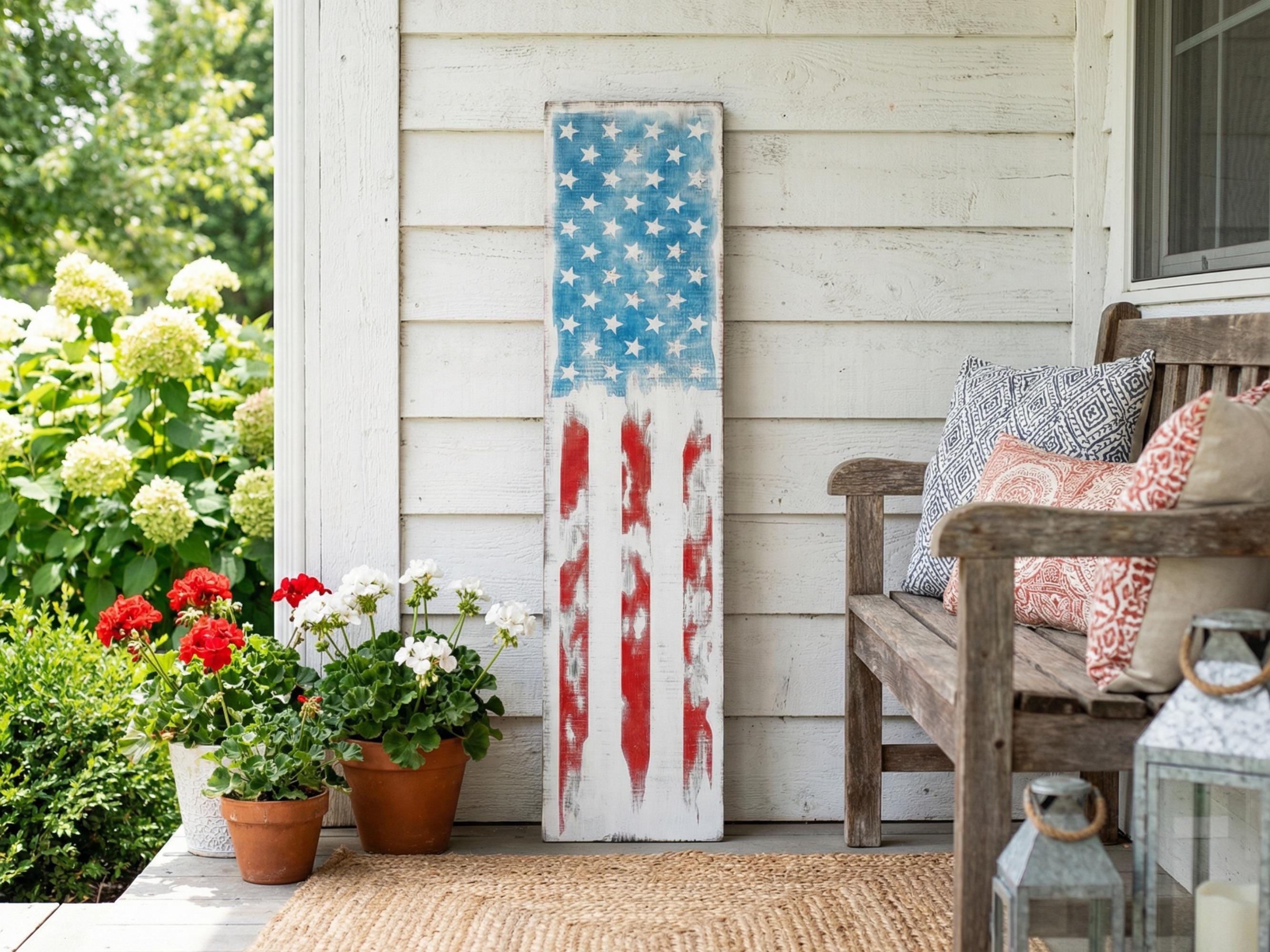 Antique Style Wooden American Flag