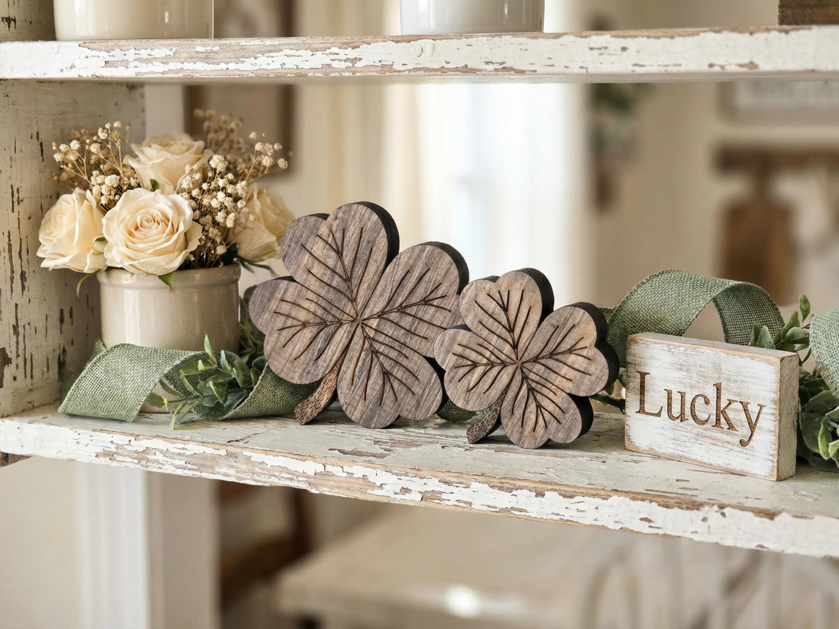 Reclaimed Wood 4 Leaf Shamrocks