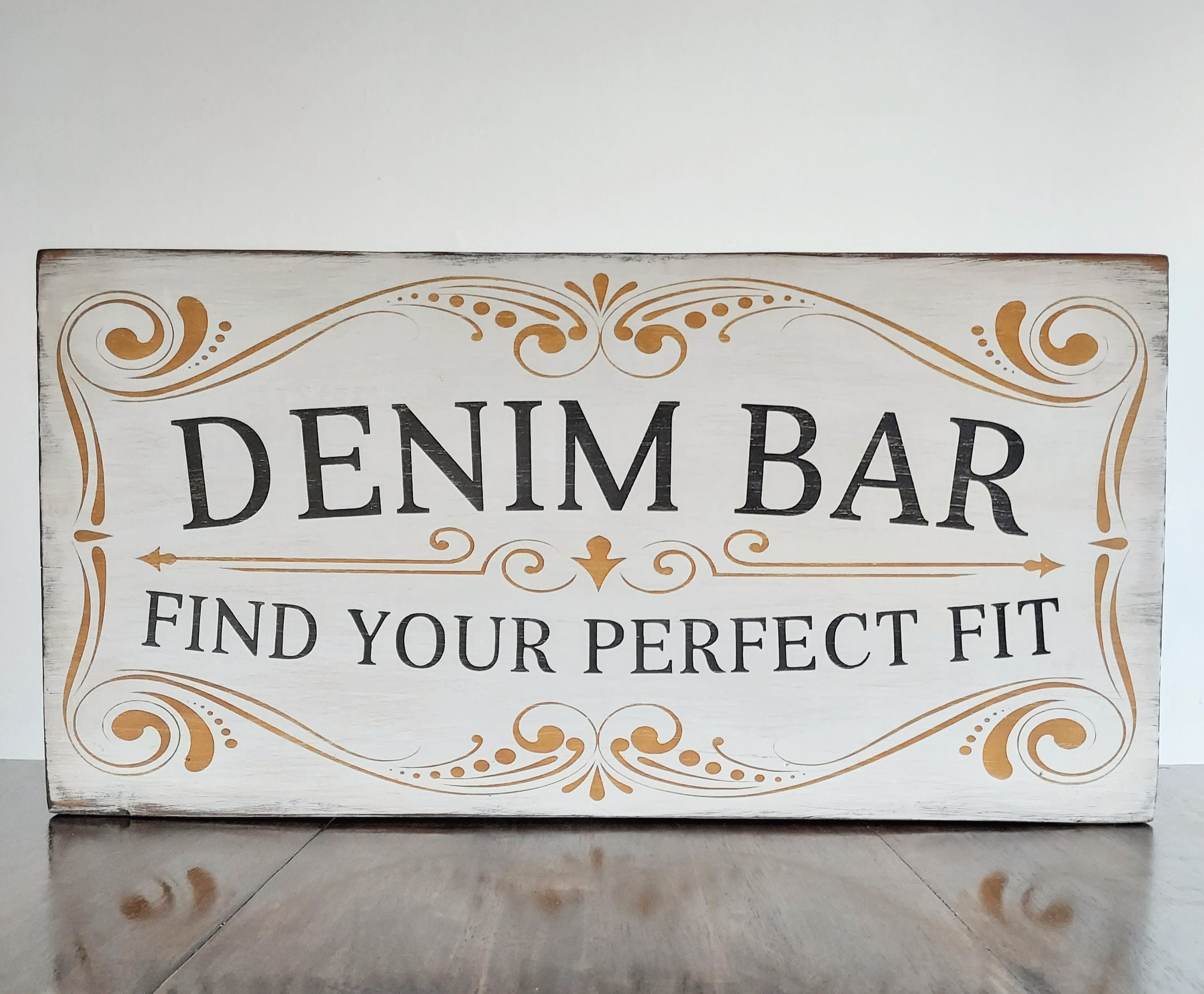 Antique Style Denim Bar Display Sign