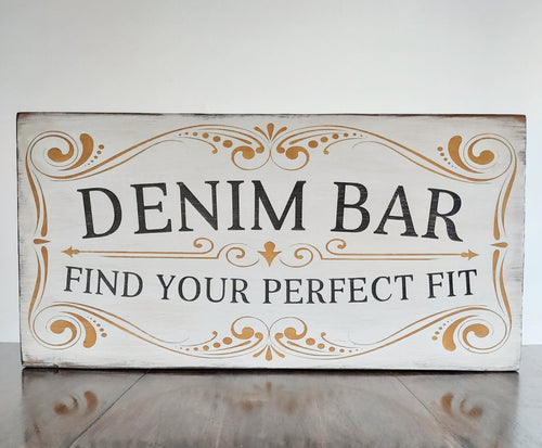 Antique Style Denim Bar Display Sign