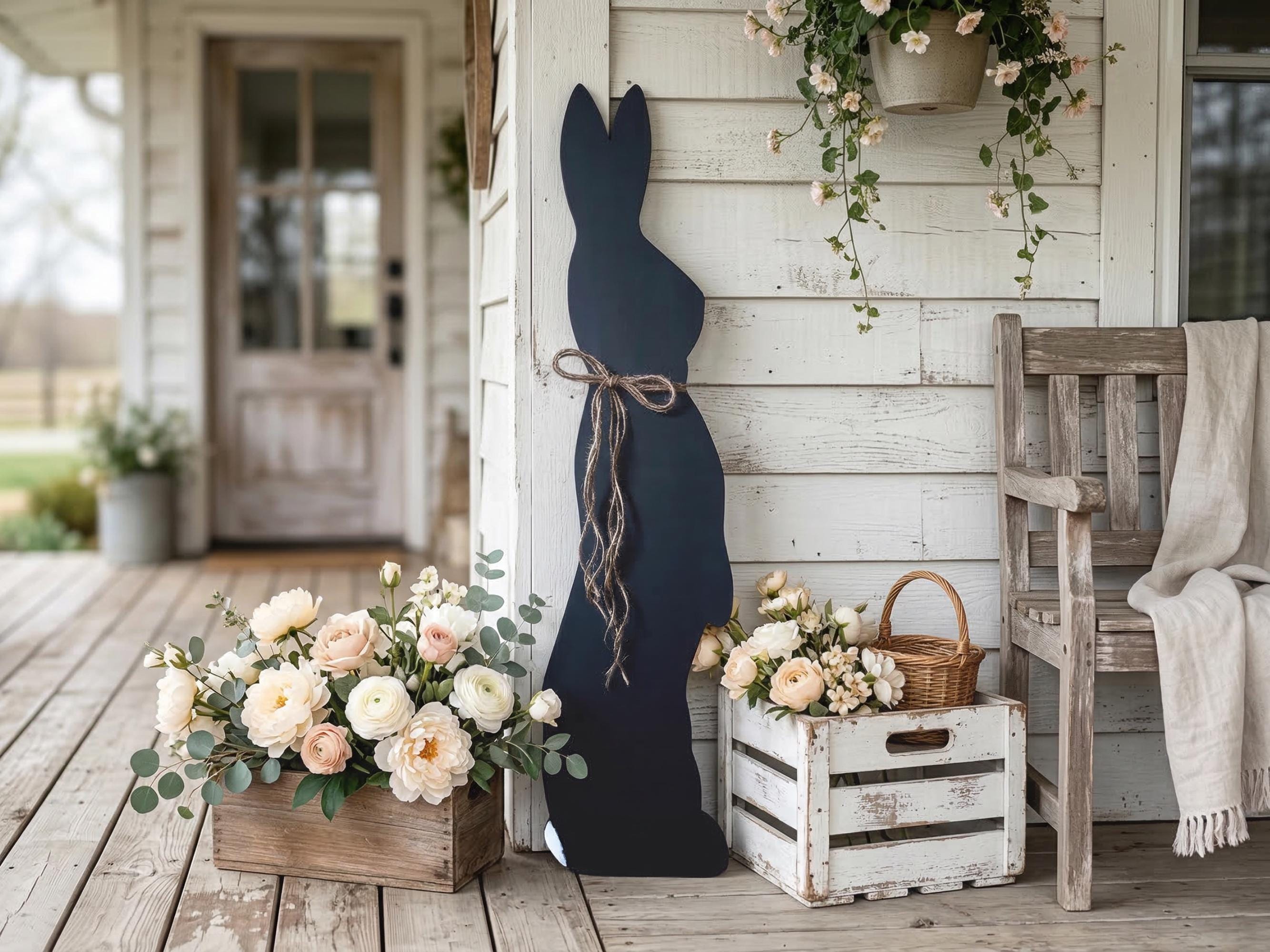 Black Bunny with a Jute Twine Bow