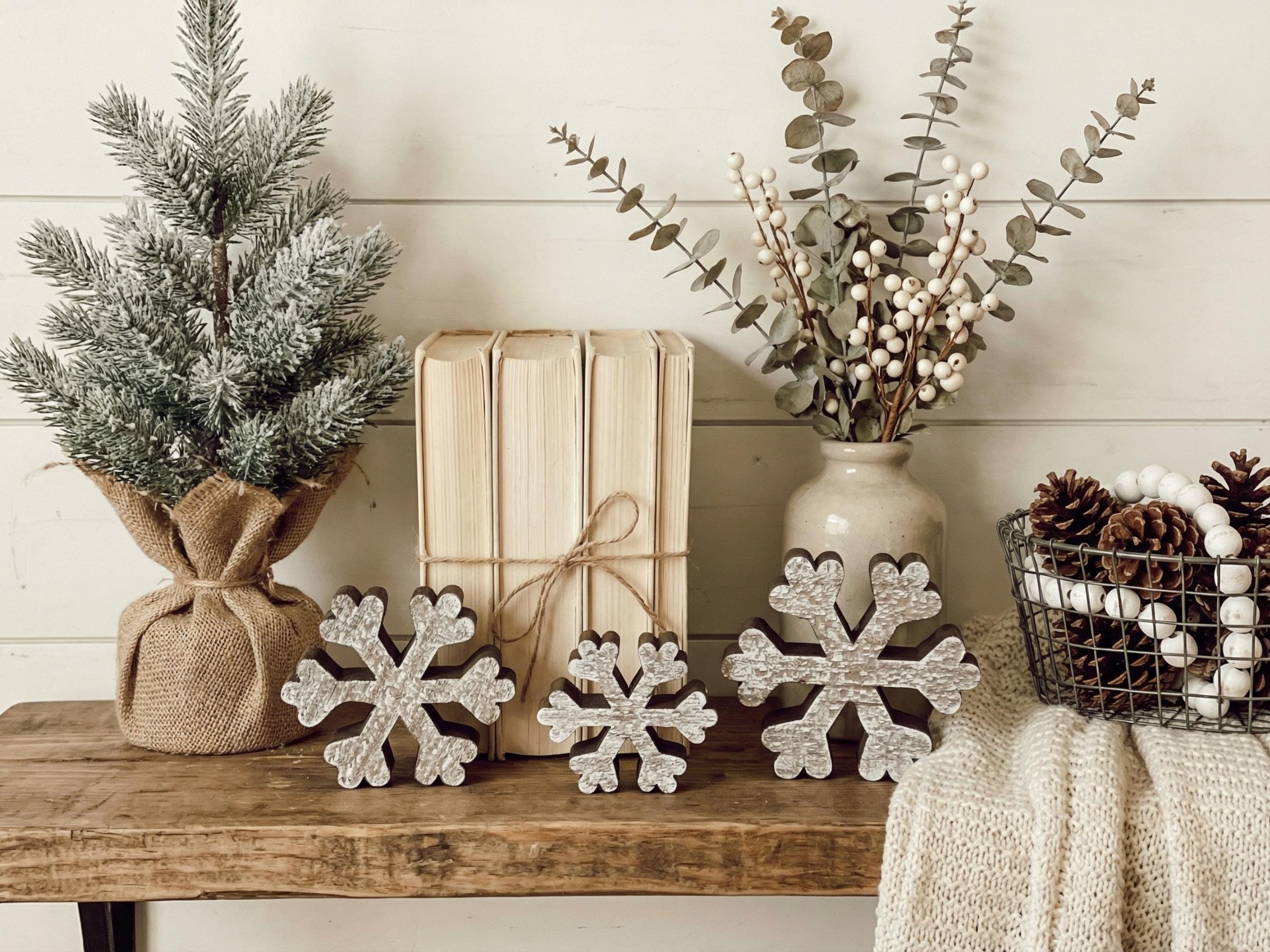 Whitewashed Reclaimed Wood Snowflakes
