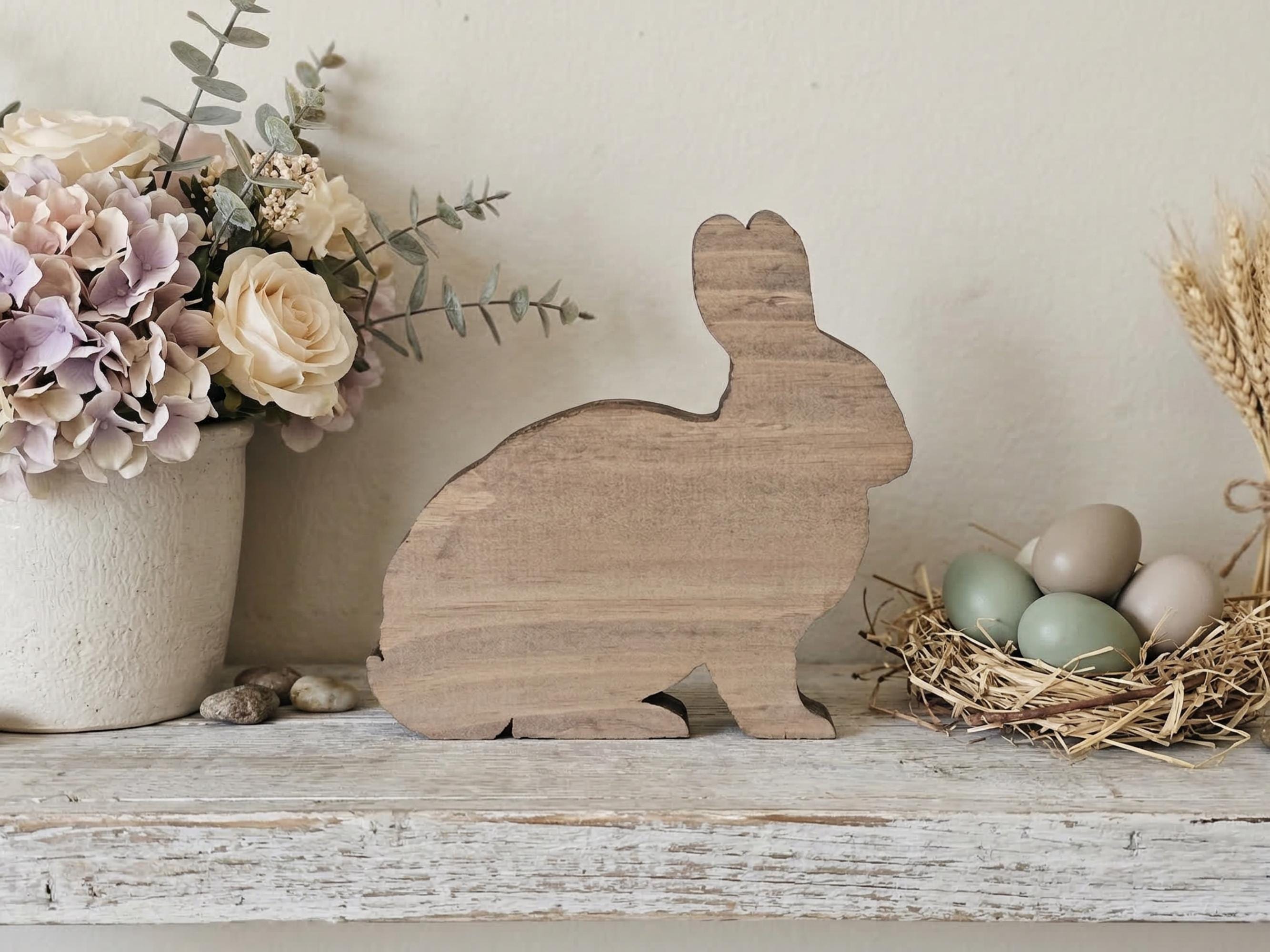 Reclaimed Wood Shelf Sitter Bunny Rabbit