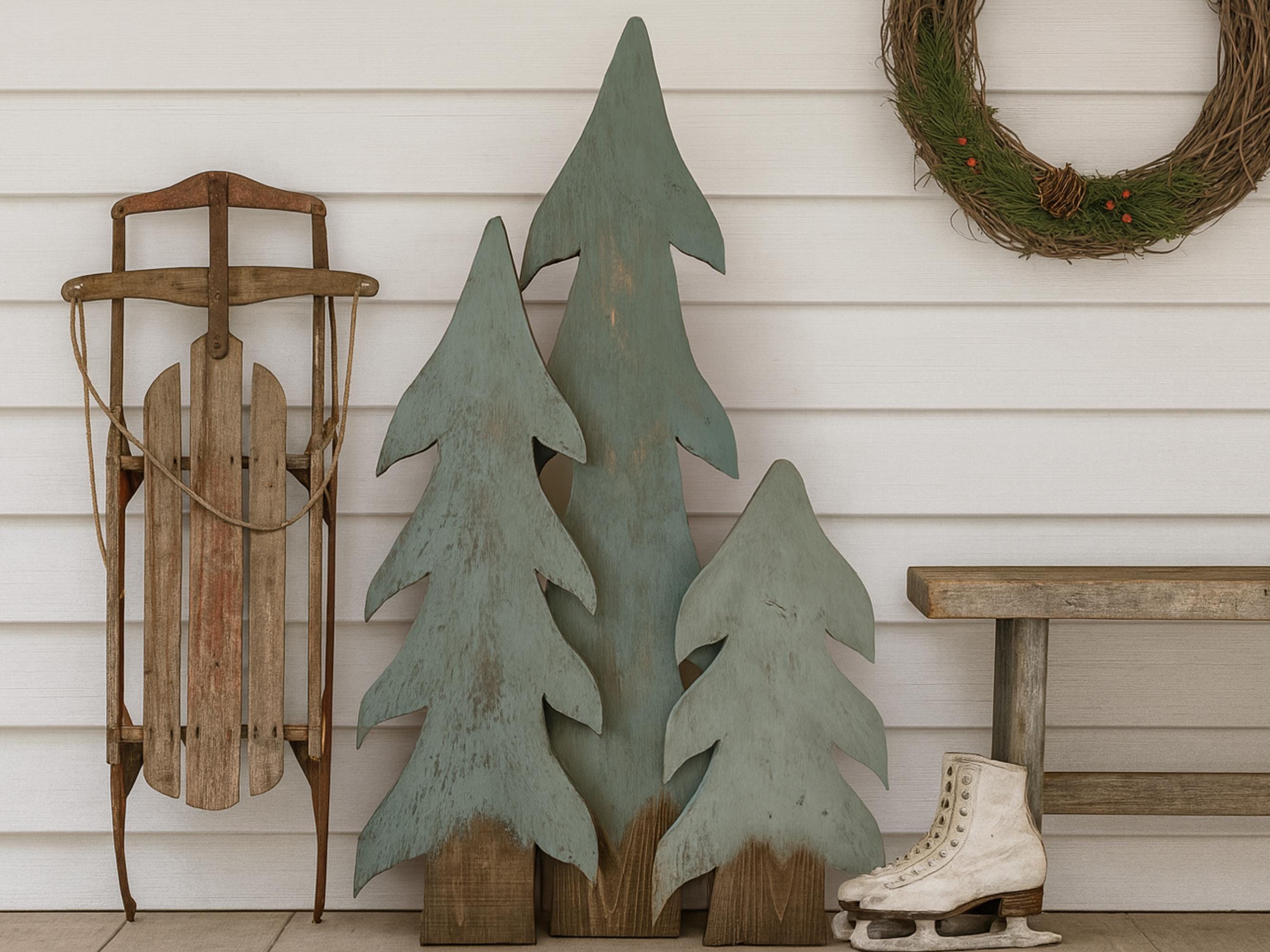 Rustic Wooden Christmas Trees with Vintage Charm!