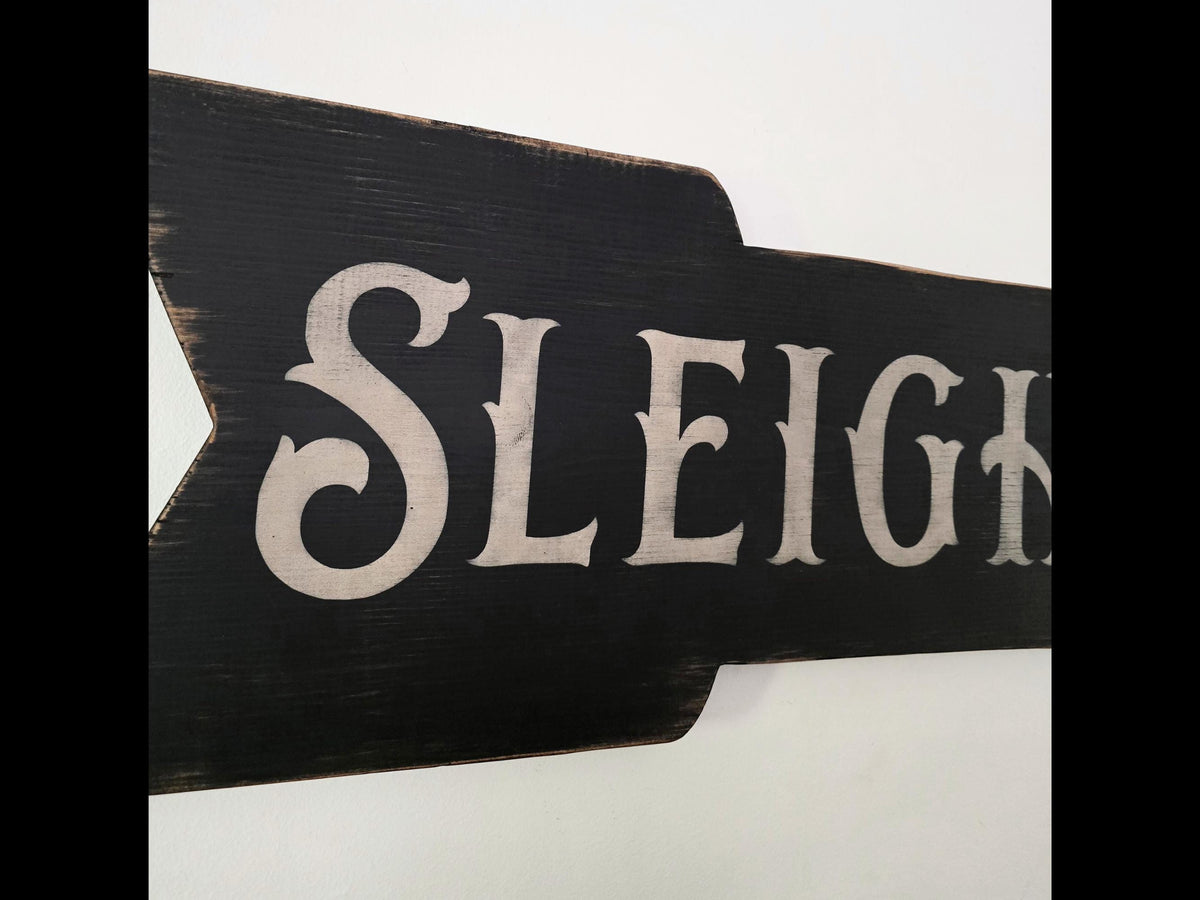 Sleigh Rides Wooden Arrow Sign