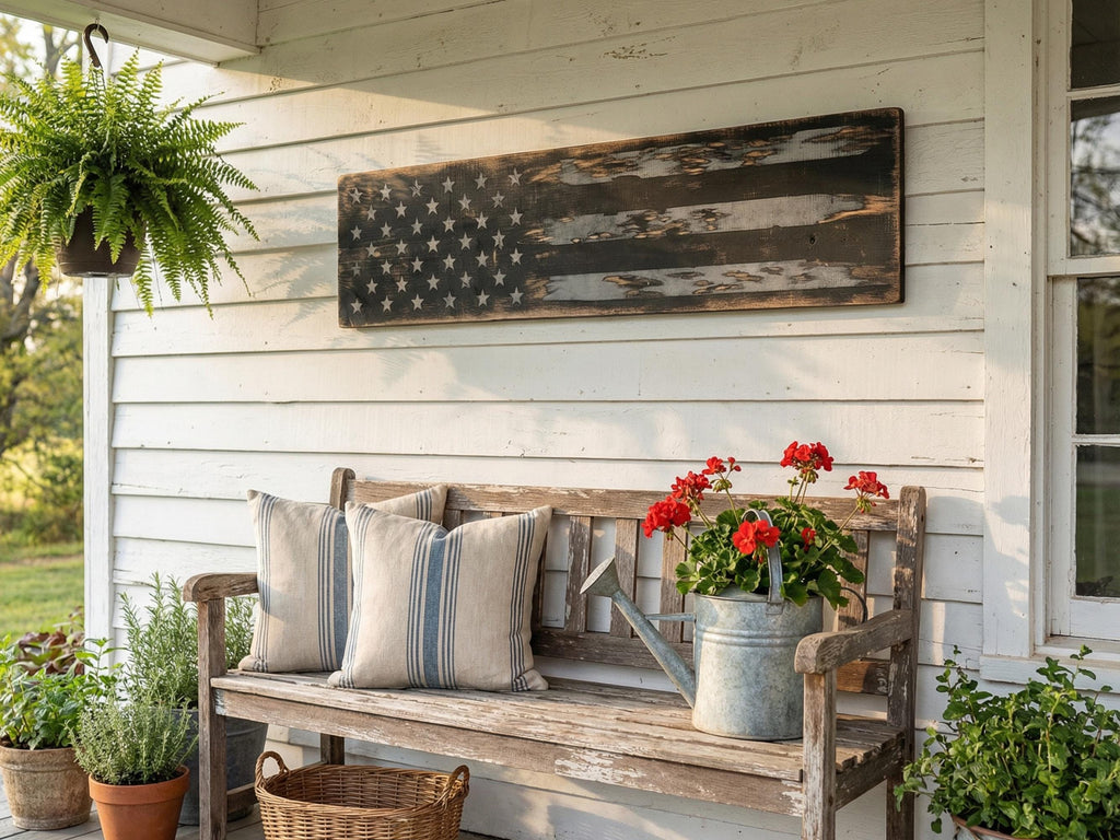 Solid Wood Subdued American Flag