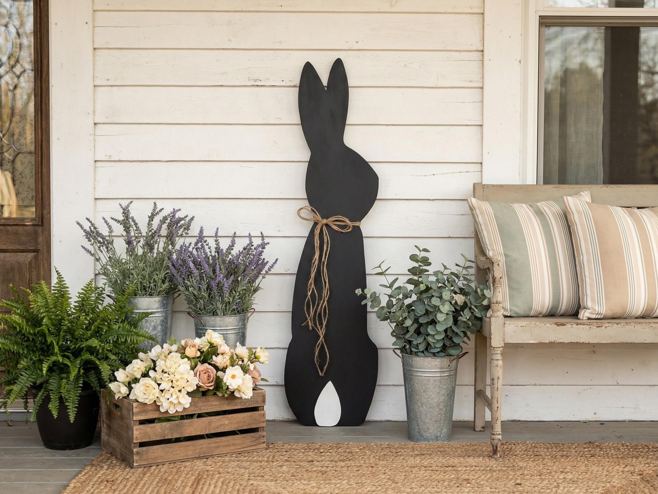 Black Bunny with a Jute Twine Bow