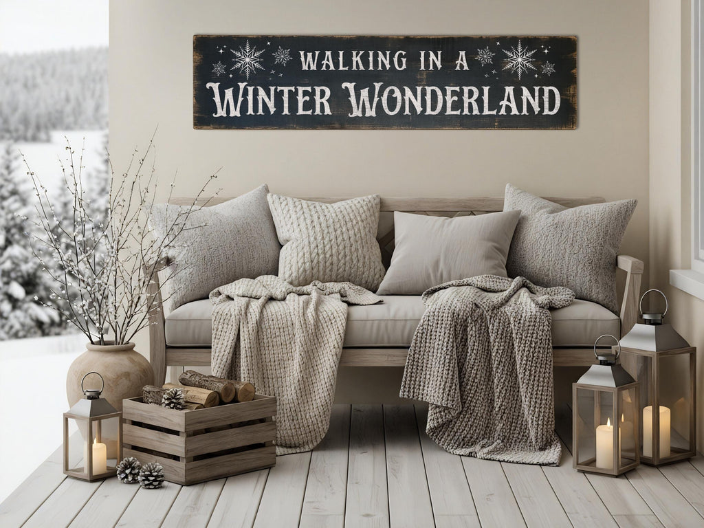 Walking in a Winter Wonderland Rustic Antique Style Wood Sign
