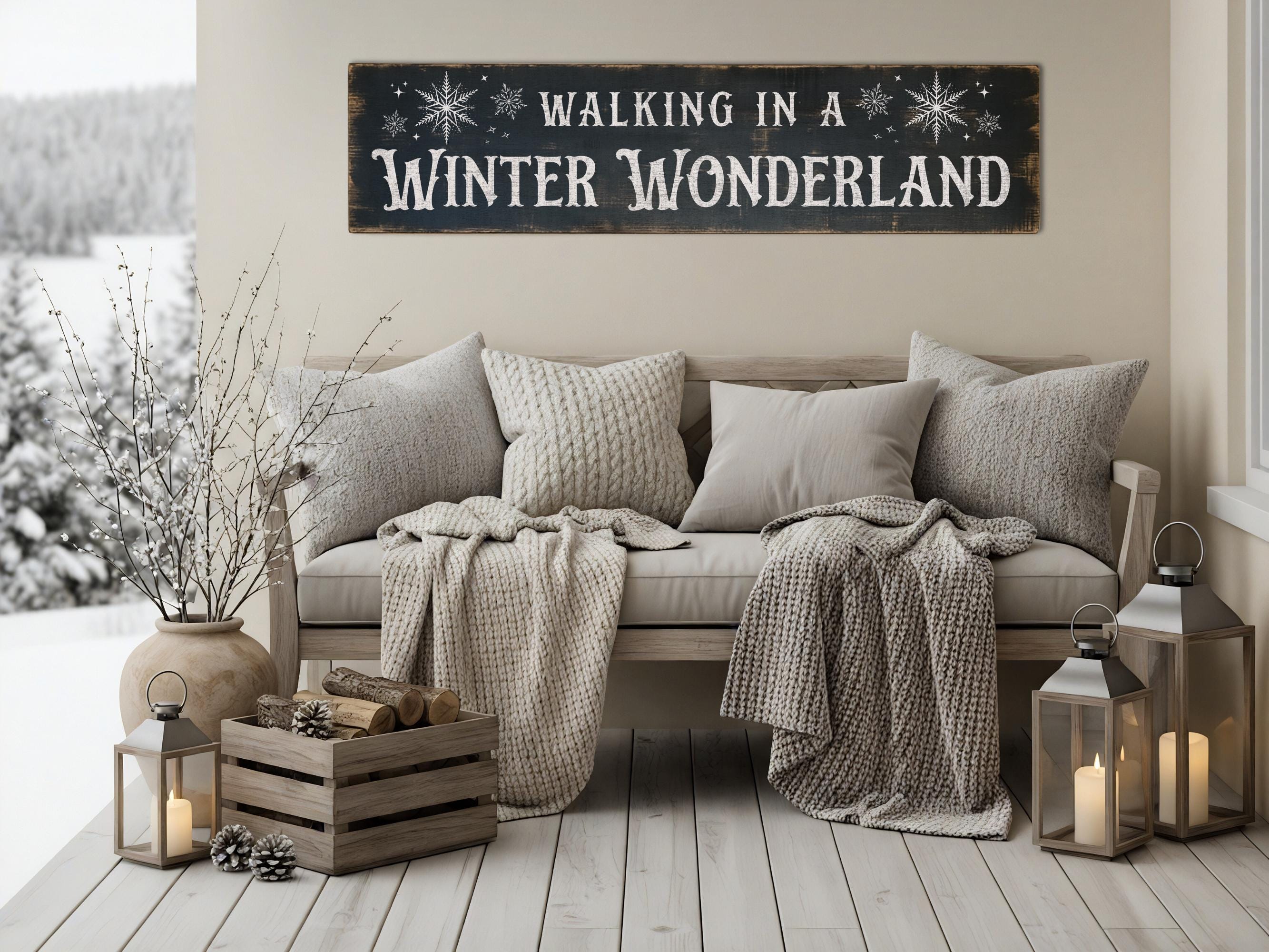 Walking in a Winter Wonderland Rustic Antique Style Wood Sign